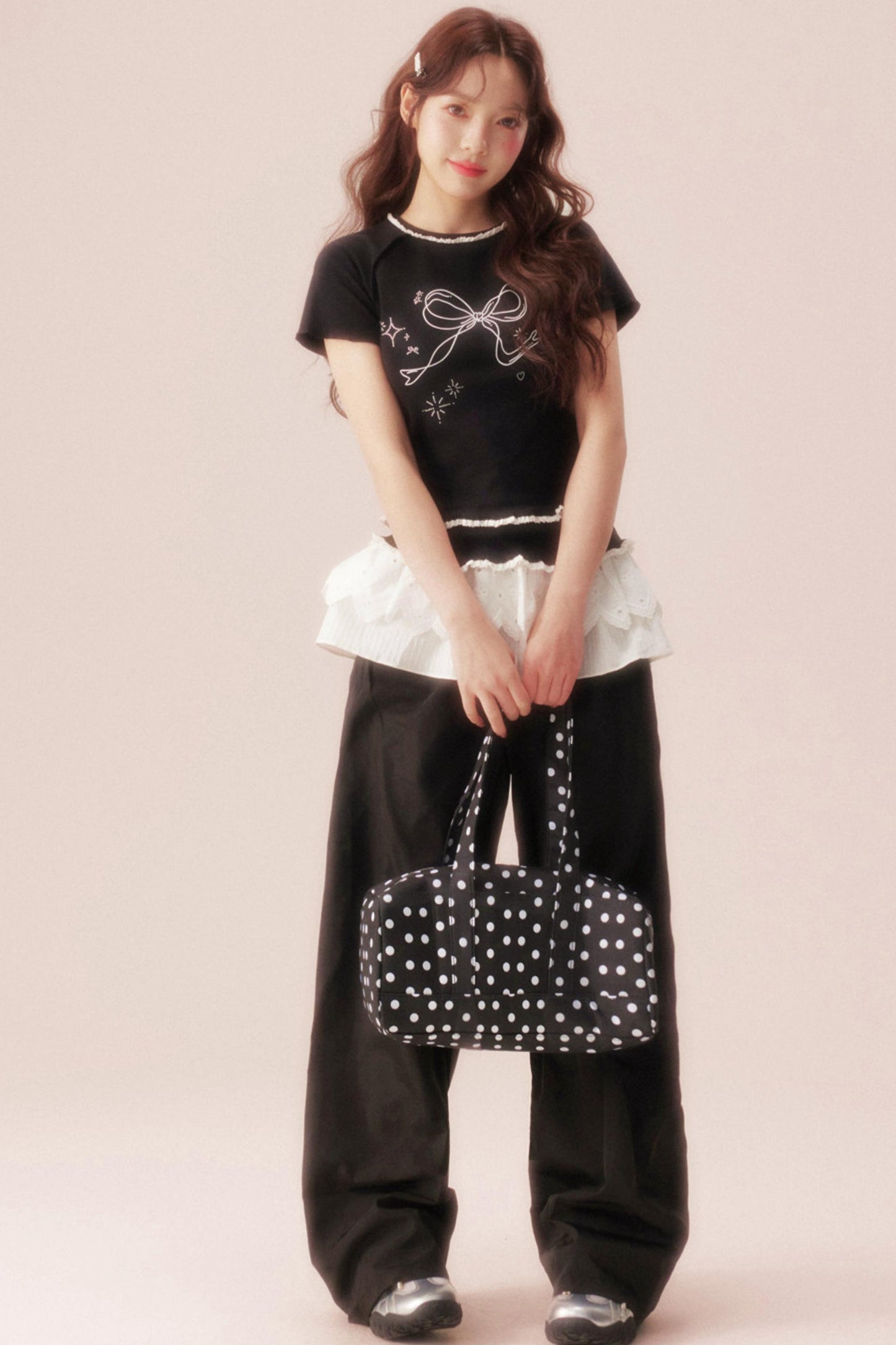 Ribbon Bijou Raglan Ruffle Top