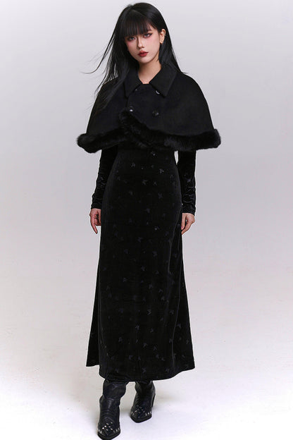 ブラックベルベットバタフライドレス