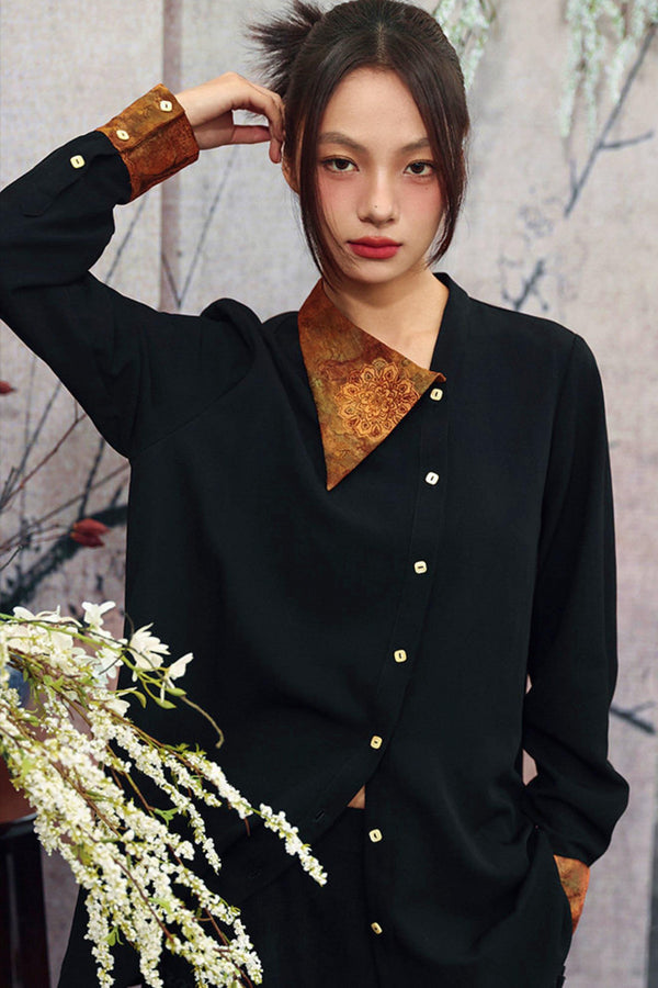 Gold Dragon Diagonal Collar Shirt