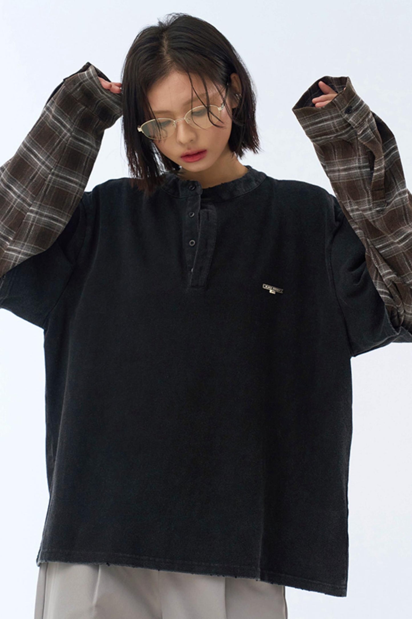 カラーブロックロングスリーブTシャツ