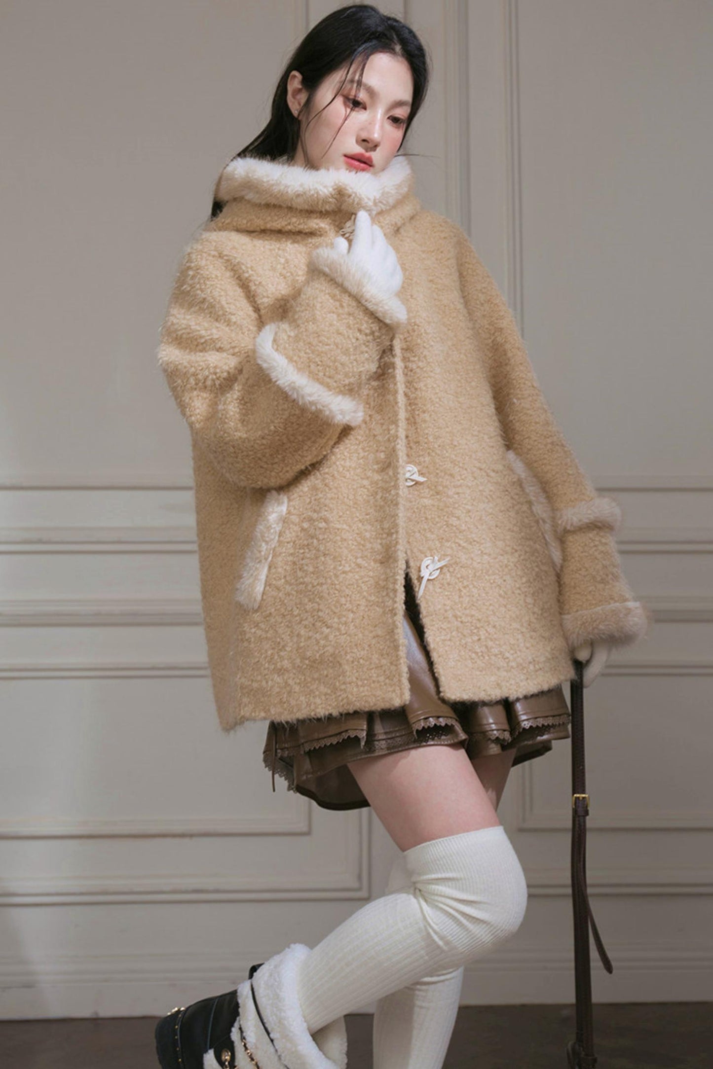 French Sweet Fur Hooded Coat
