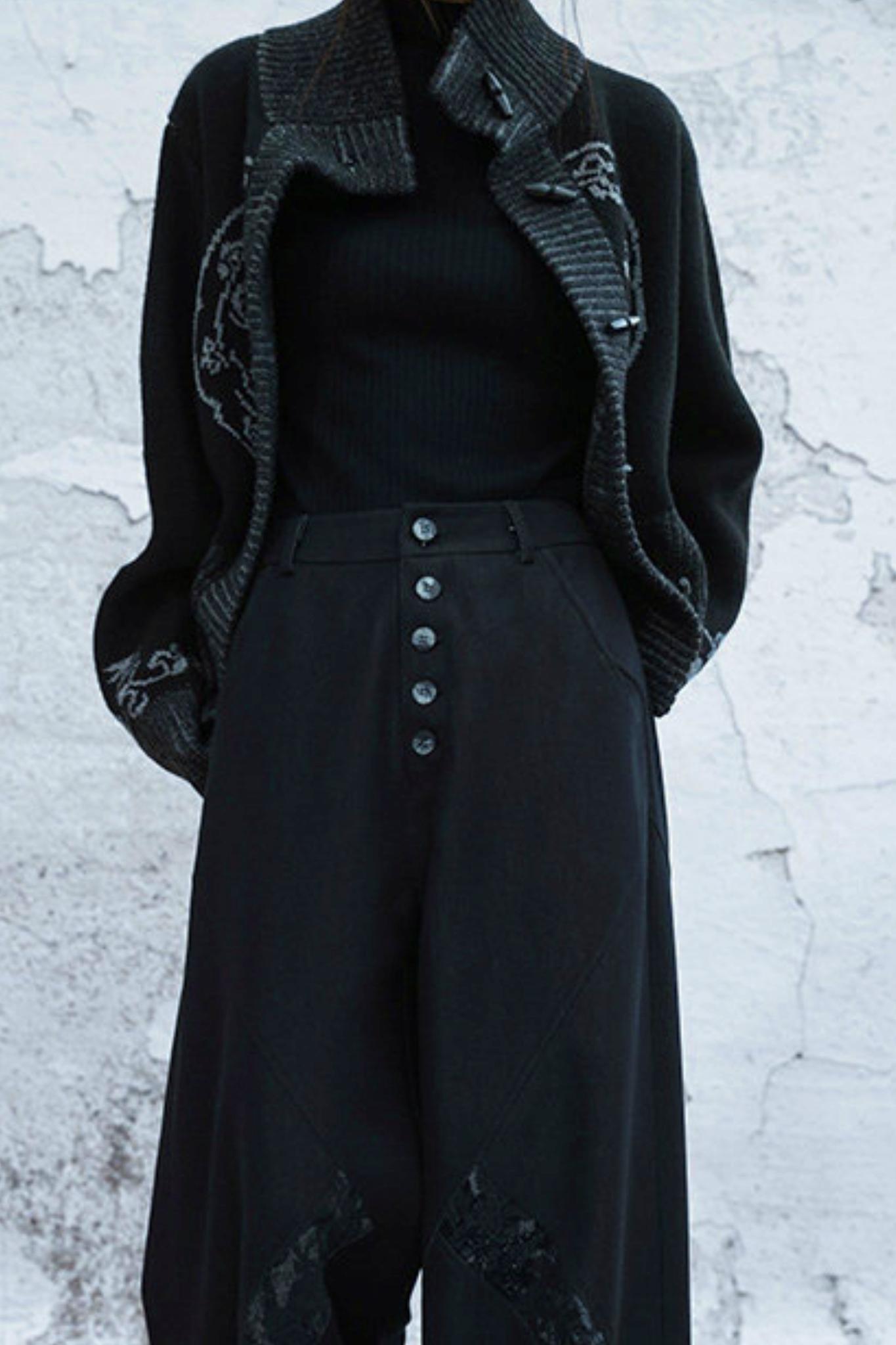 chenille denim patchwork pants