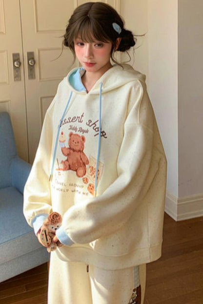 ベアプリントフードスウェット