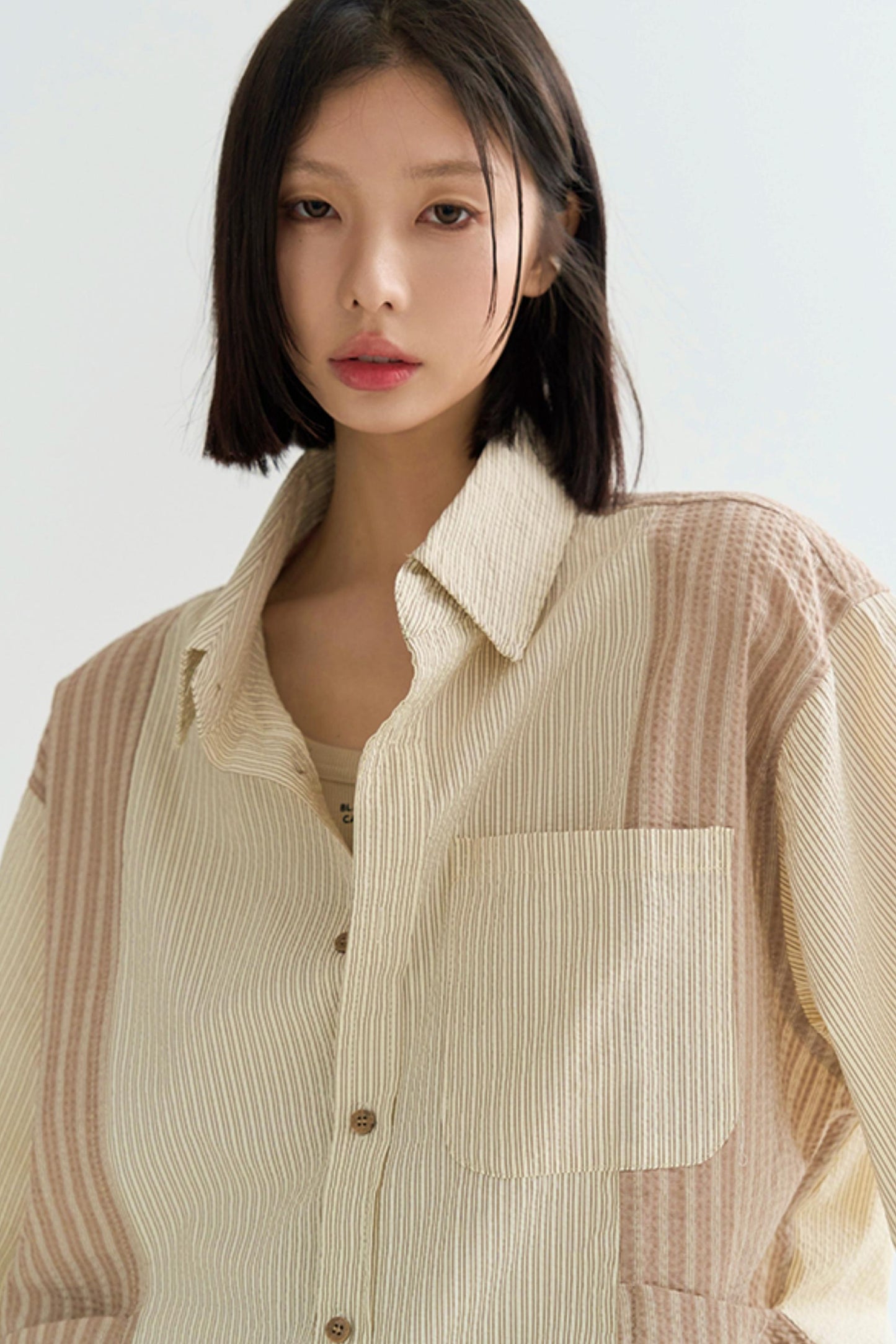 colorblock spliced shirt