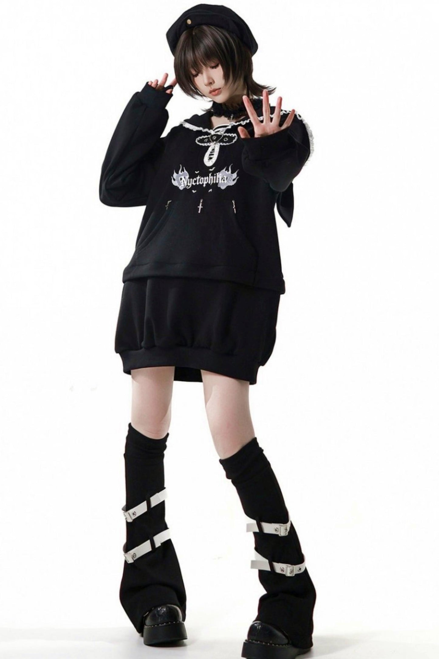 Black Slimming Jacket + Hoodie + Skirt + Leg Warmers