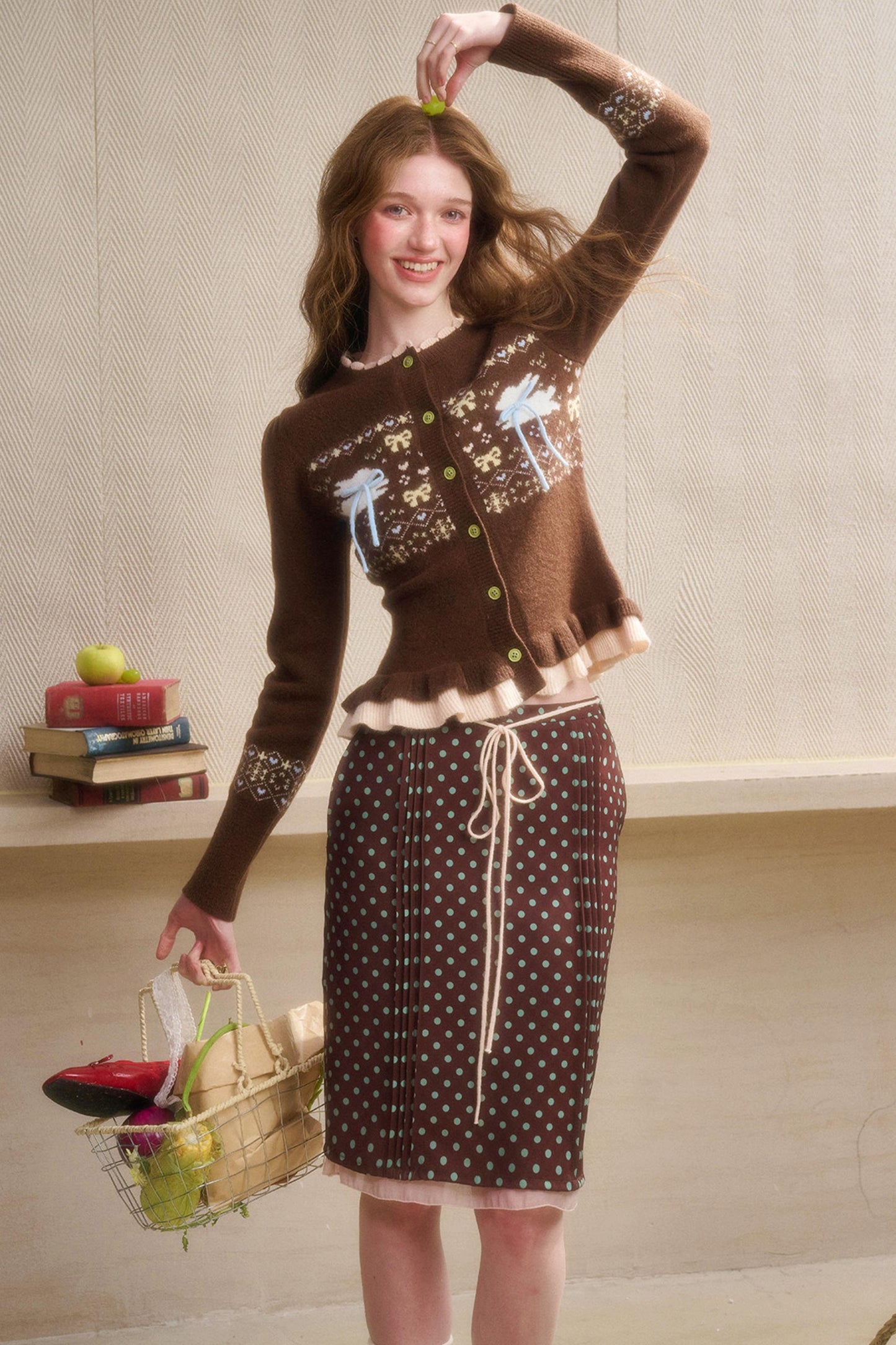 リボンフェアアイルカーディガン+スカート