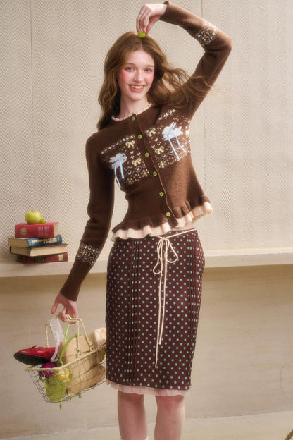 リボンフェアアイルカーディガン+スカート