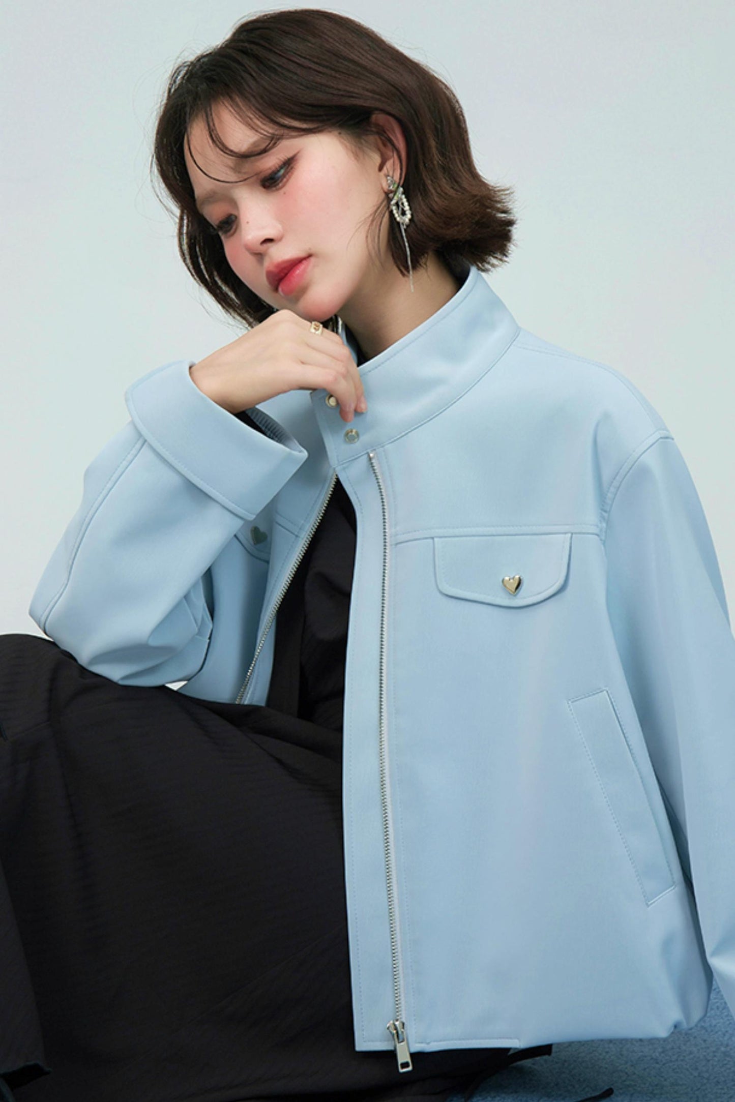 ブルーヴェルヴェットレザージャケット