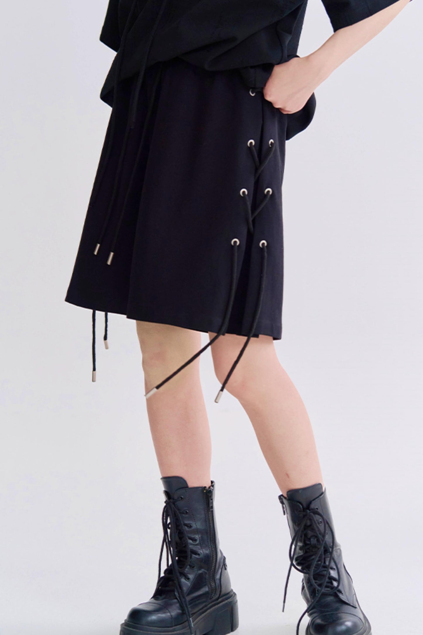 クロップドサイドタイカジュアルパンツ