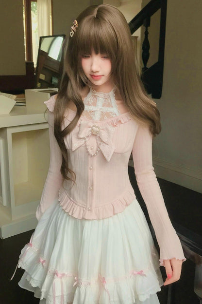 クロスネック量産型トップス+シフォンスカート