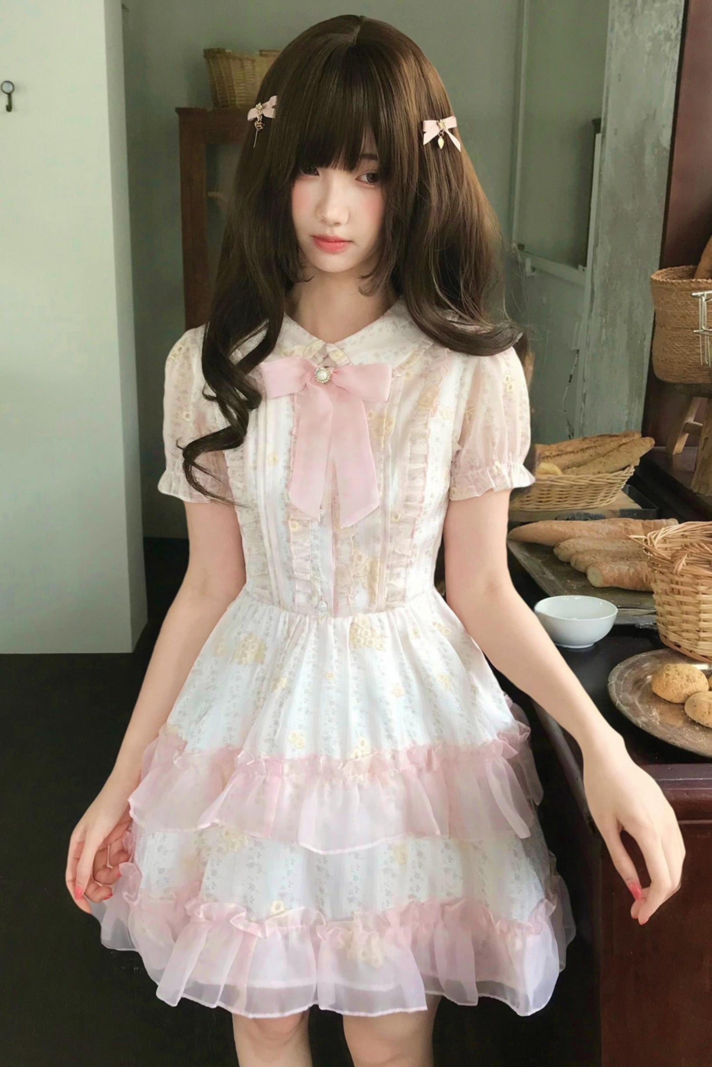 Pink Floral Doll Collar Dress