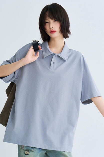 Minimalist Solid Polo Neck Top
