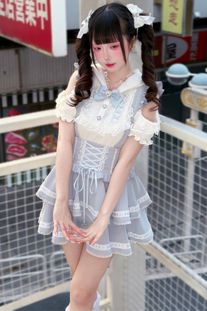 [Pre-Order] Angelcore Off-Shoulder Top + Tiered Skirt