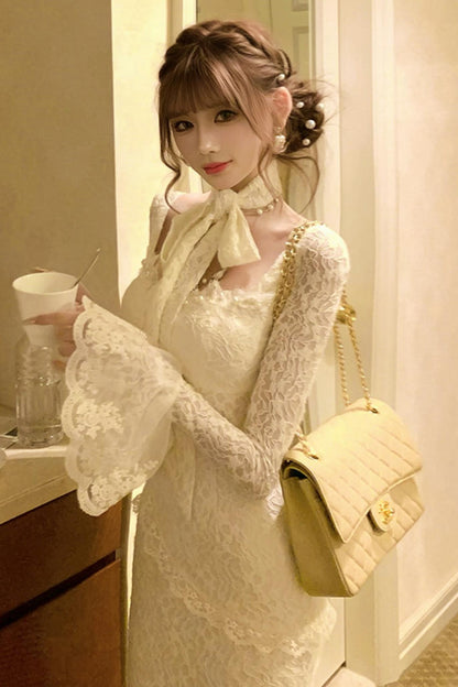 フレンチスタイルレースマーメイドドレス