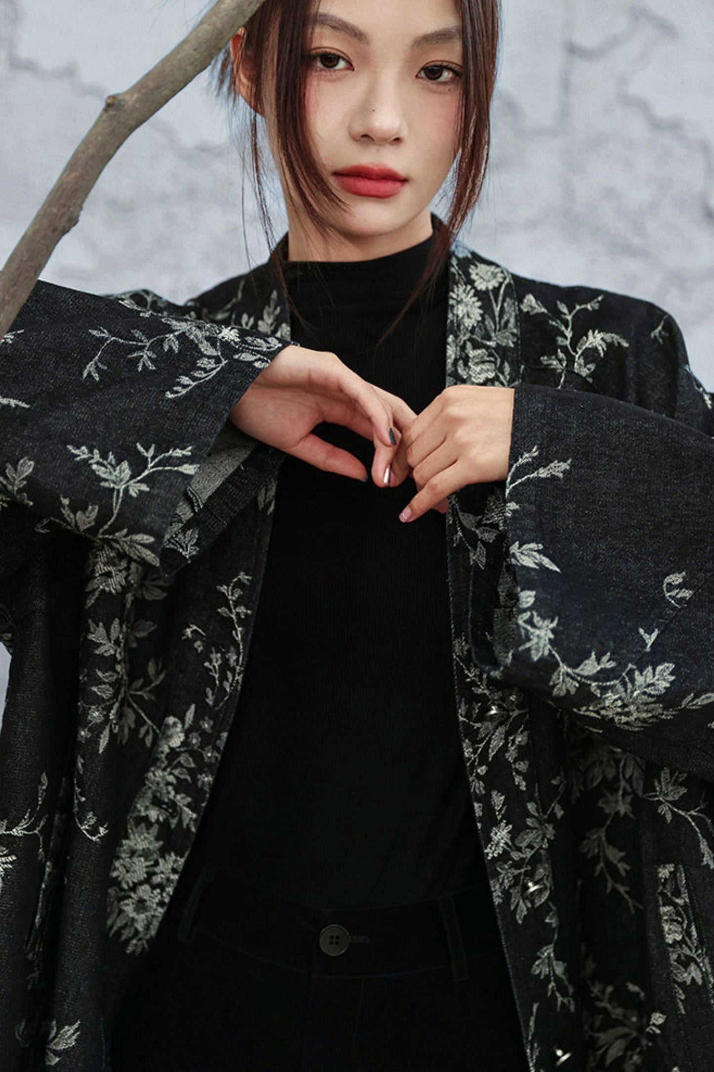 Chinese Denim Jacquard Cardigan