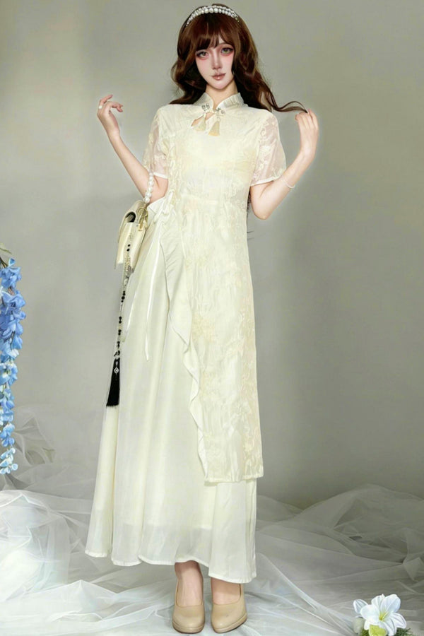 エレガントホワイトチャイナドレス