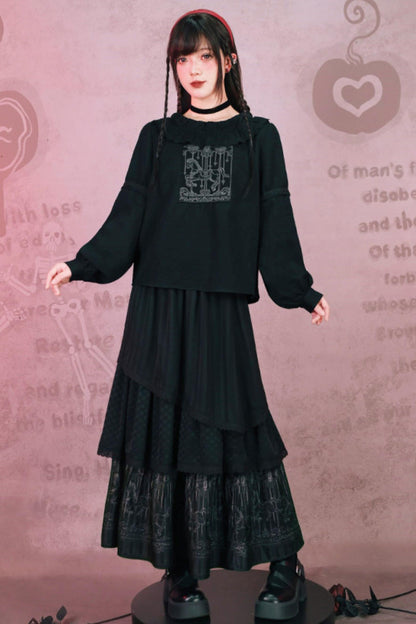 Dark Print Doll Collar Top