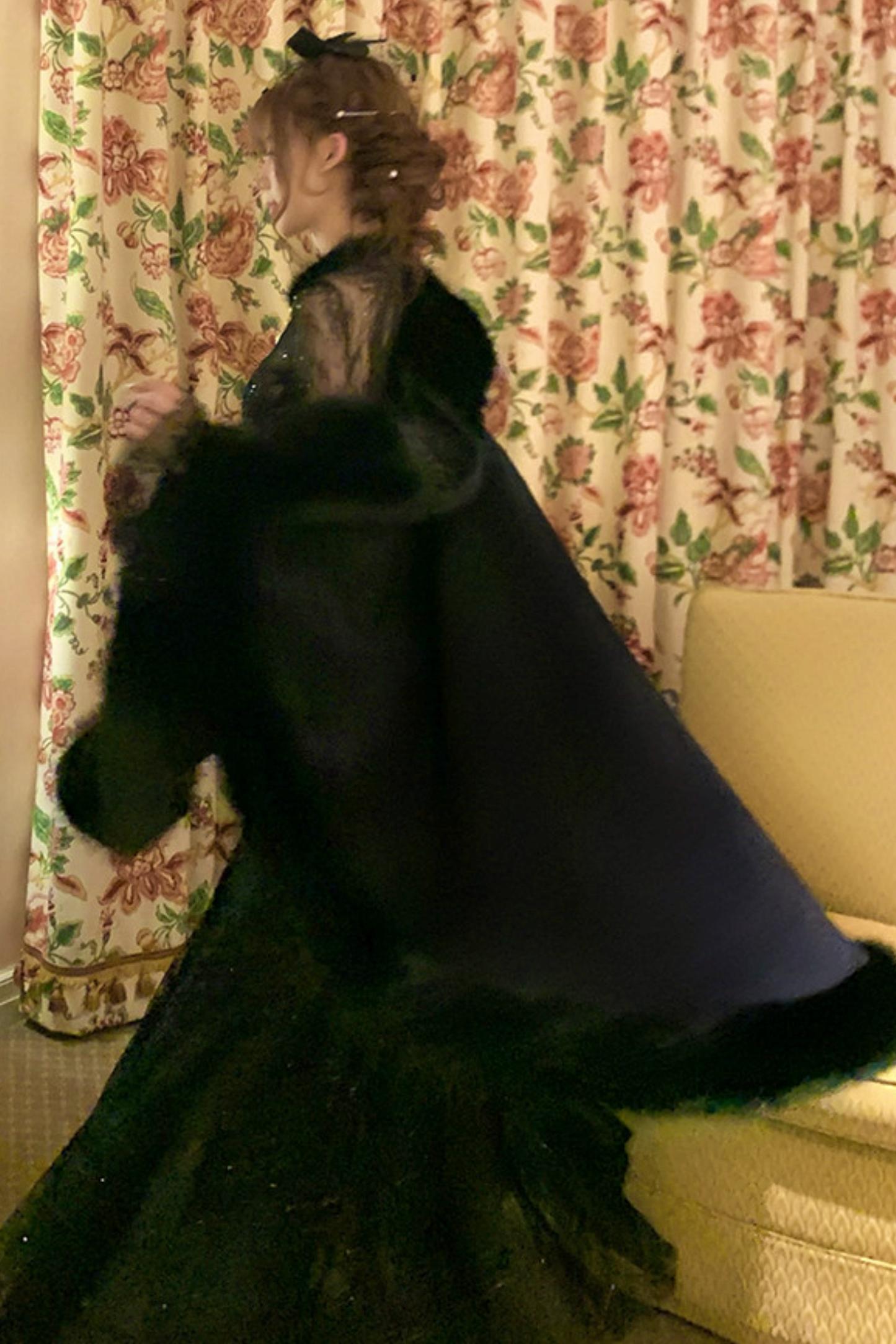 Elegant Black Fur Cape