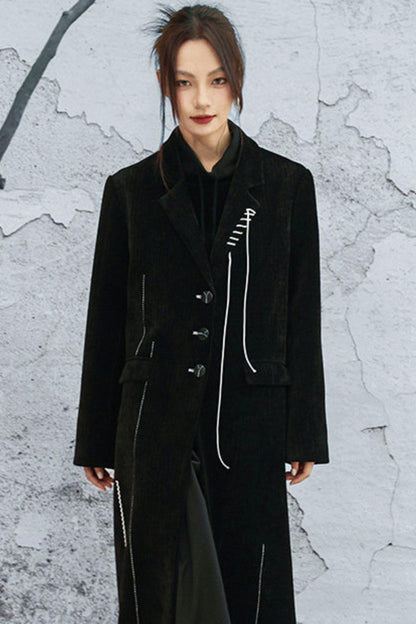 Chenille color block long coat