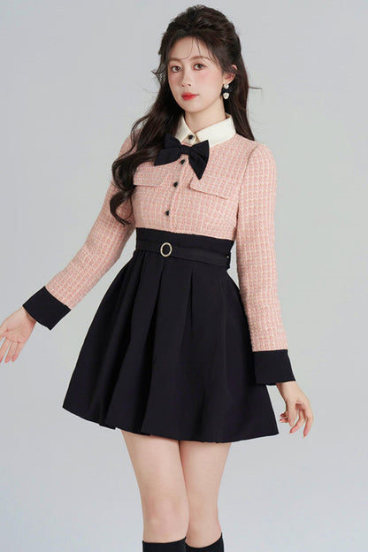 Woolen Floral Two-Piece Dress