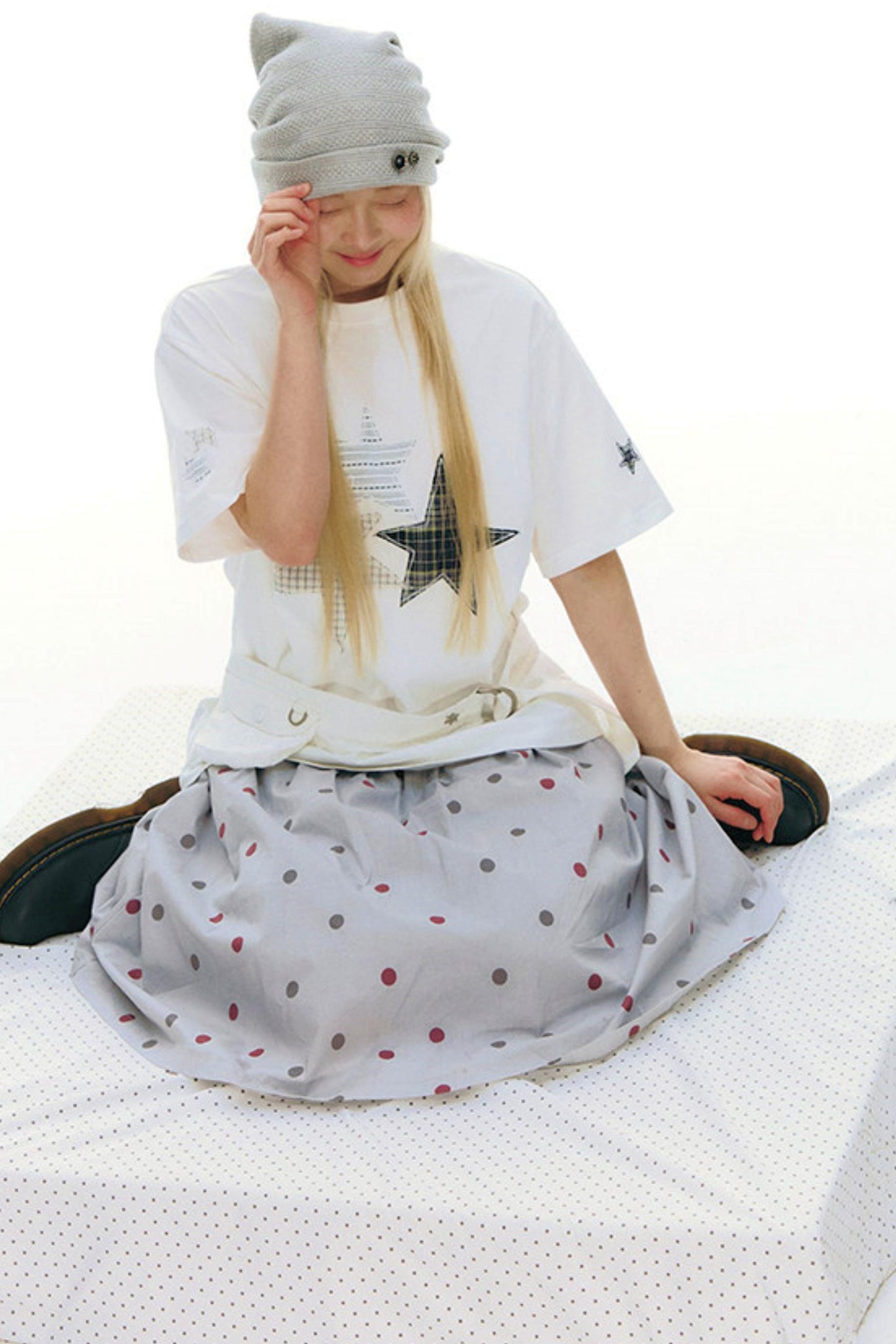 Retro Polka Dot Midi Skirt