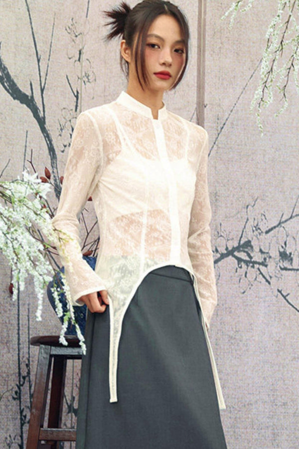 Romantic White Lace Sheer Fashion Shirt