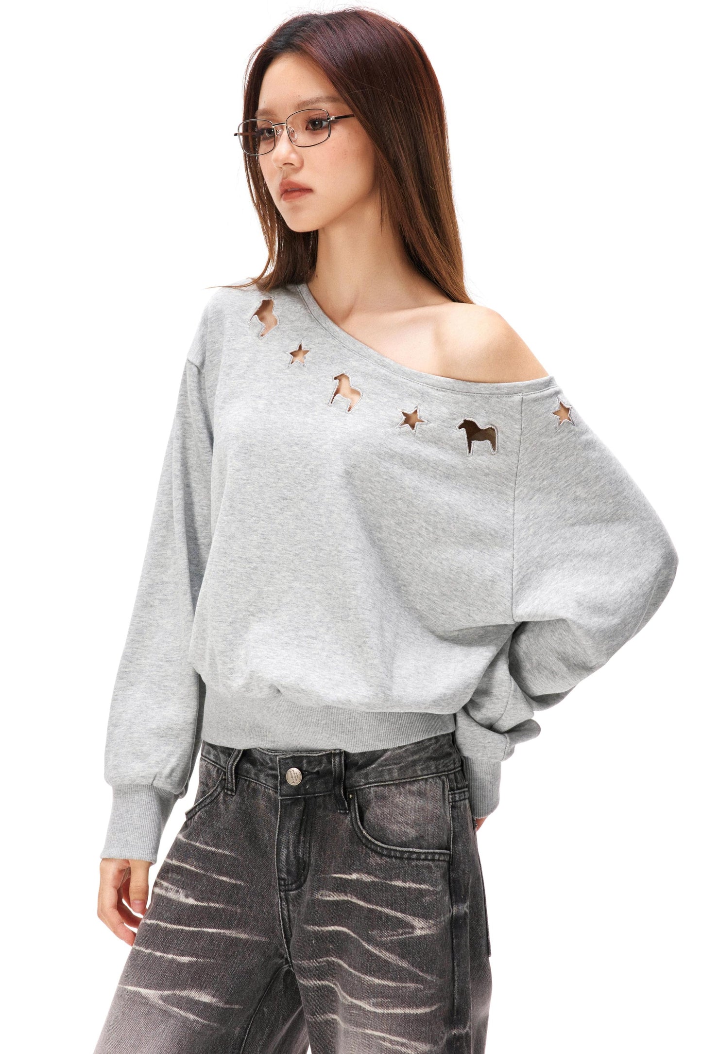 アシメトリカルオフショルダースウェット