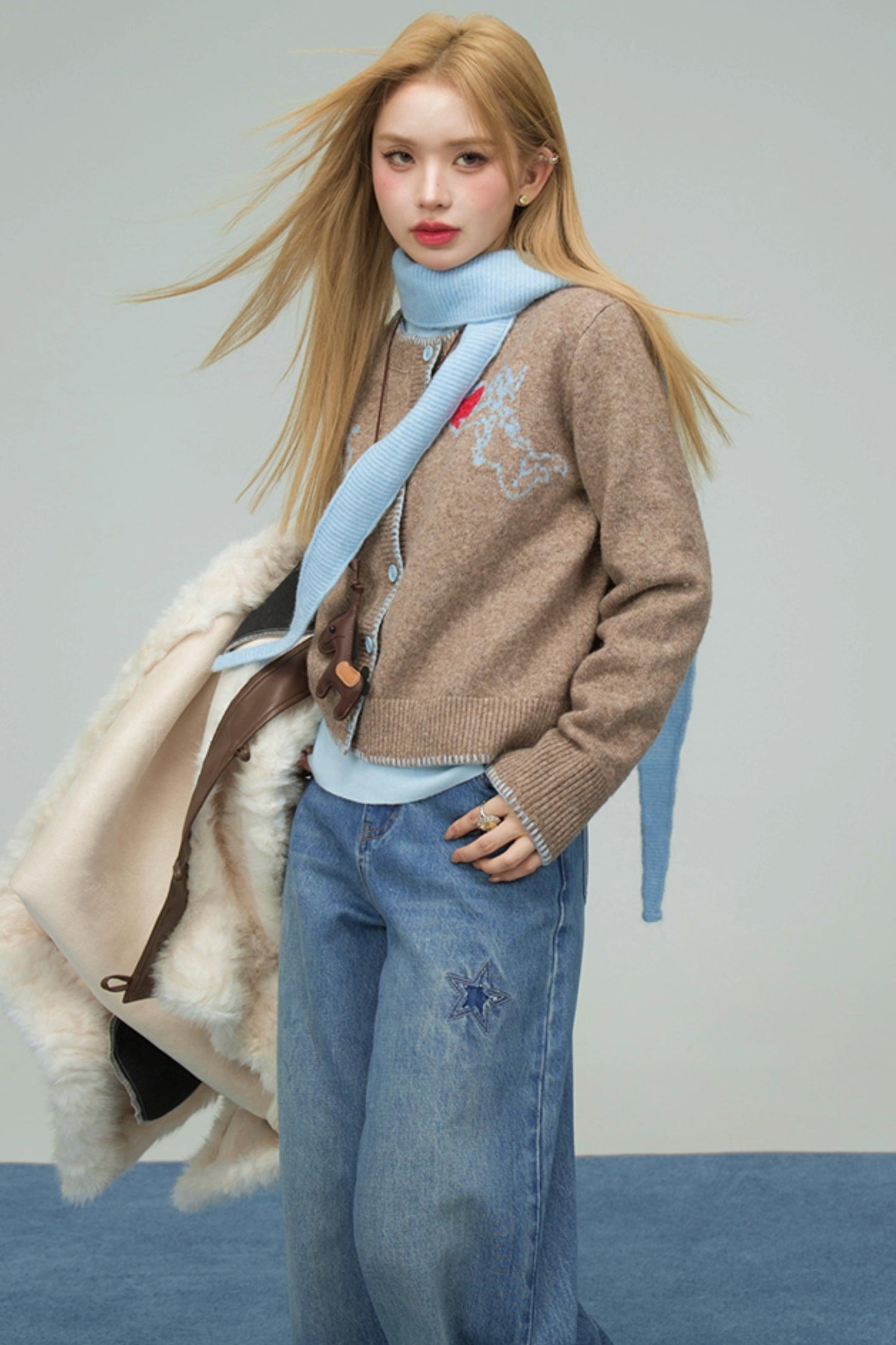 クレイブラウンウールカーディガン