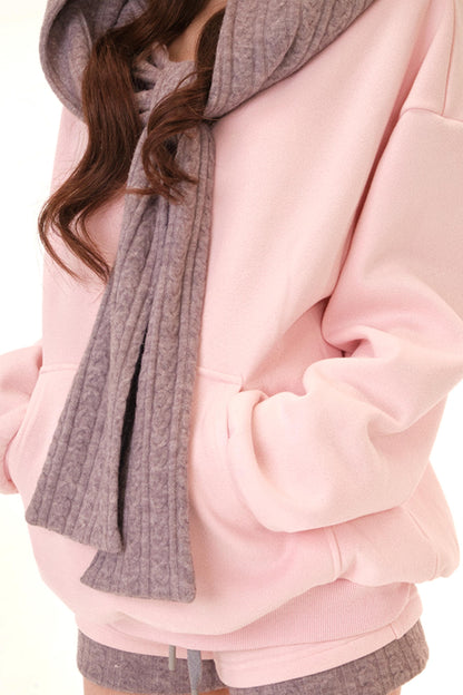 Color Block Hooded Fleece Jacket Set