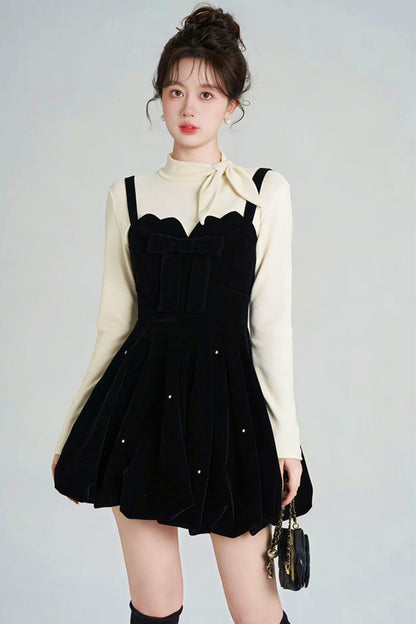 Black Velvet Beaded Dress + Top