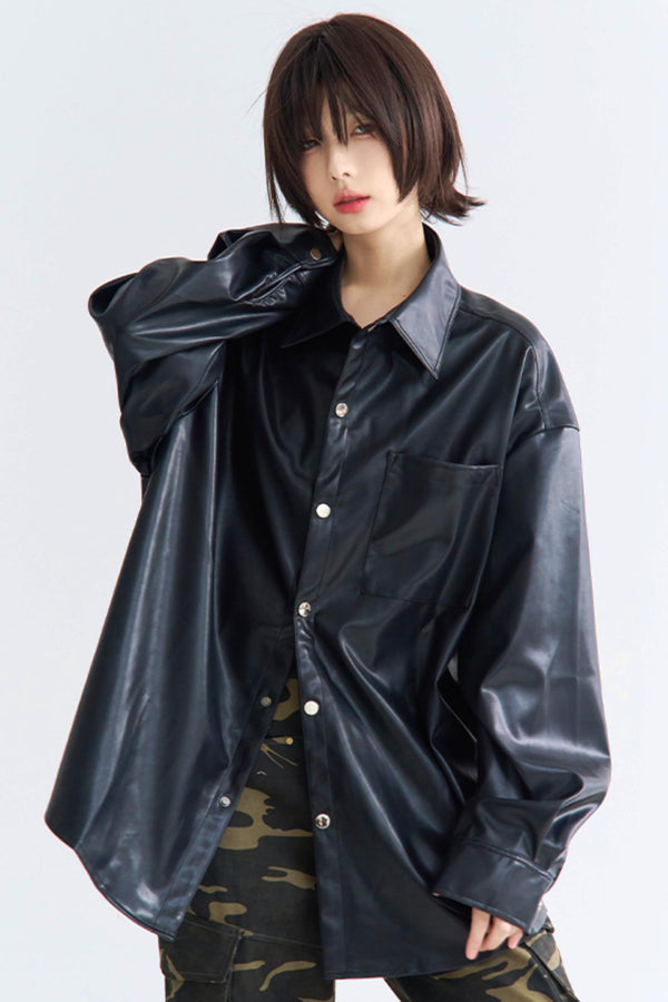 Vintage Style PU Tops