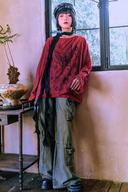 Butterfly Illusion Retro Top
