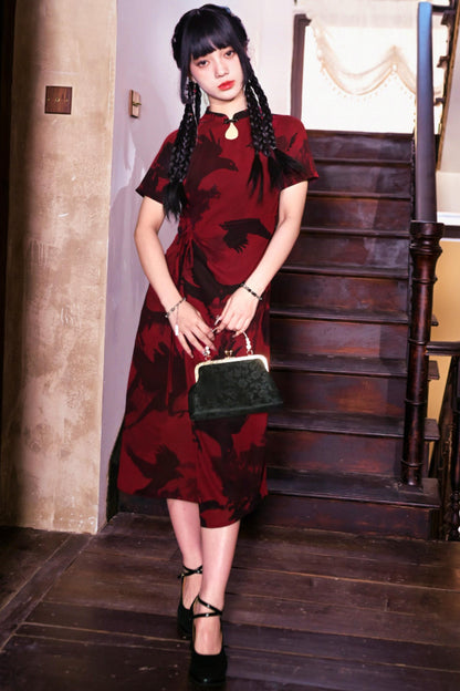 Abito Cheongsam Rosso e Nero