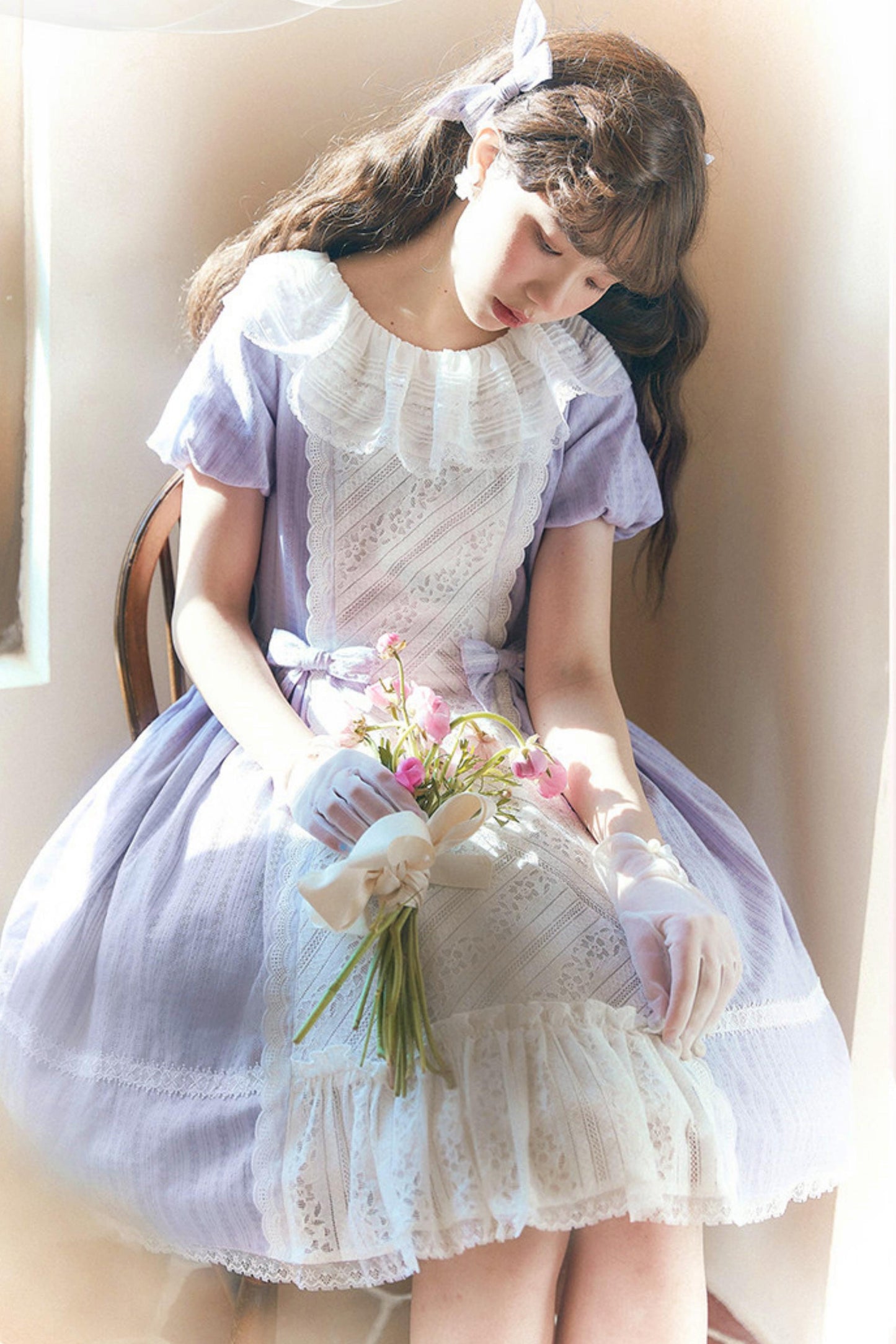 Robe Lolita de Servante avec Dentelle et Rubans
