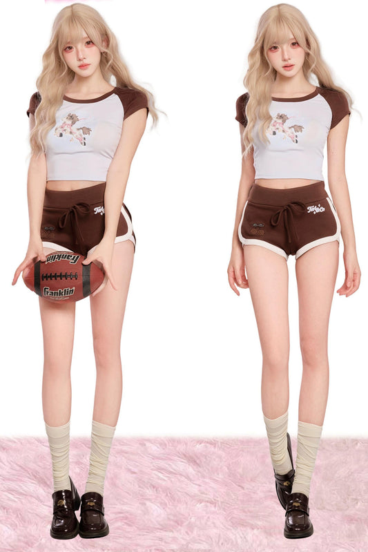 ポニーガールブラウンスポーツセットアップ