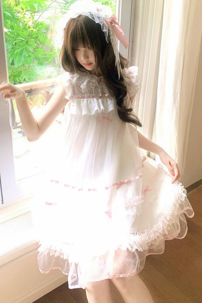 Vestido de tul con volante de ángel