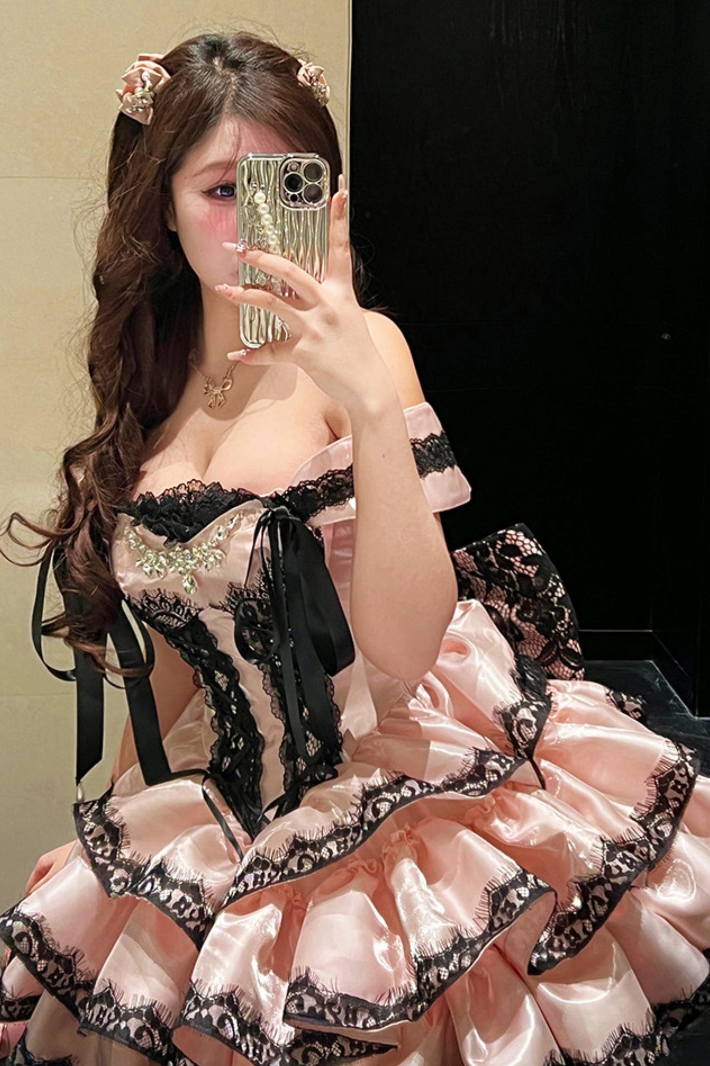 [Pre-order Item] Romantic Lace Mini Lolita Dress + Ribbon Train
