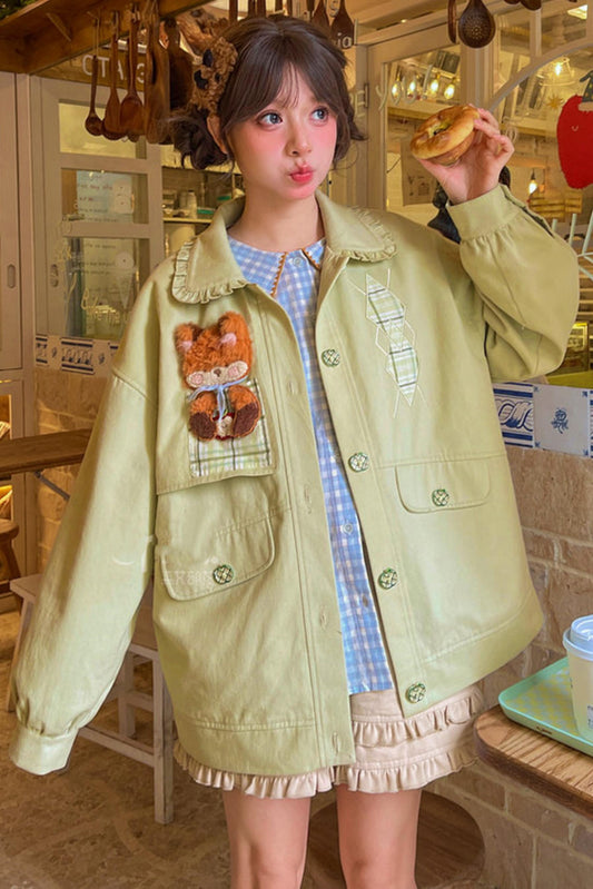 Mori Girl Fuchs-Patchwork-Jacke