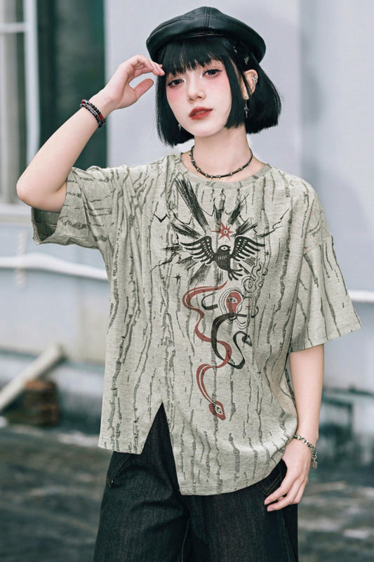Subculture T-Shirt with Snake and Wings