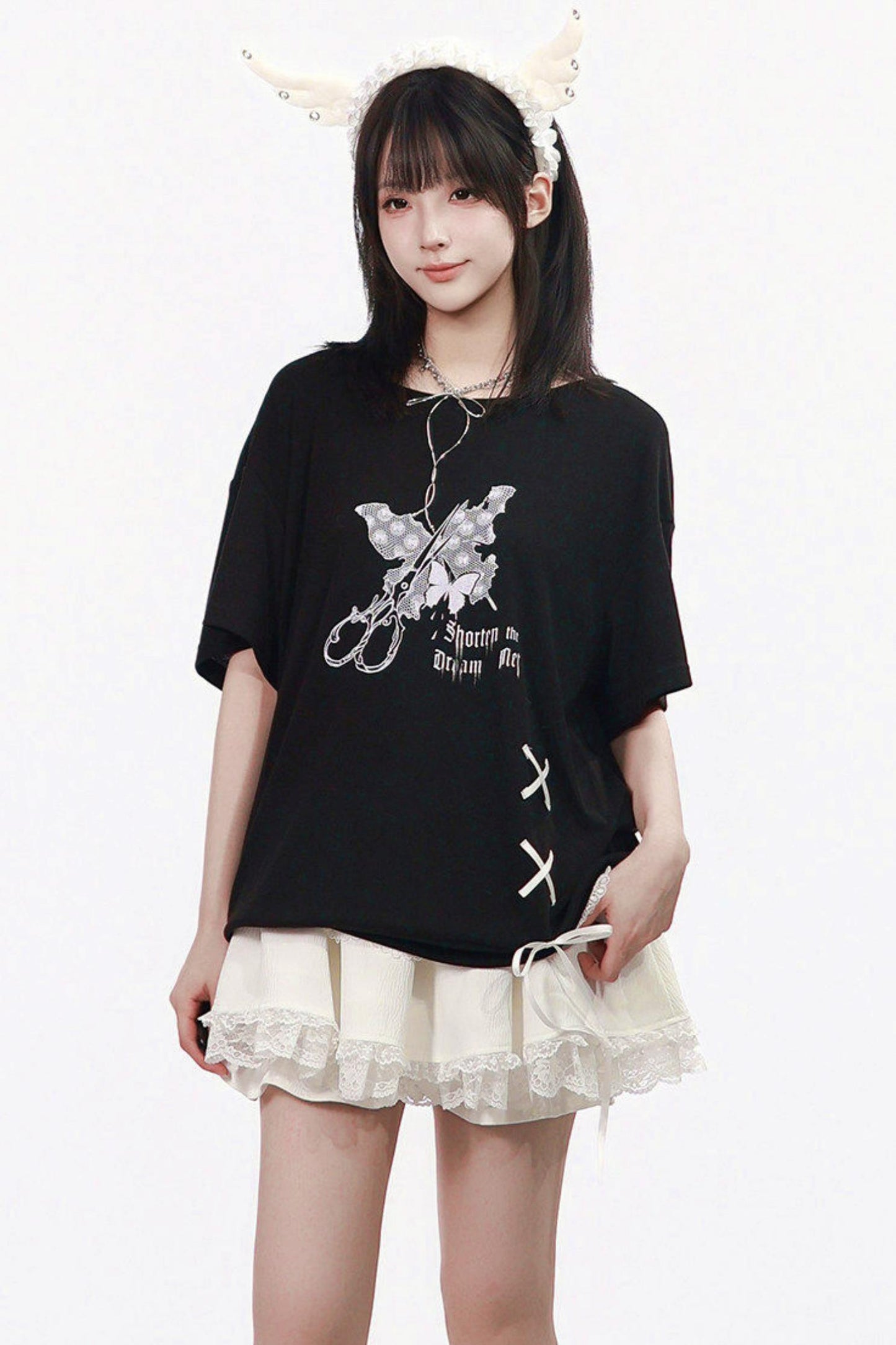 サブカルバタフライTシャツ+スカート+レッグカバー