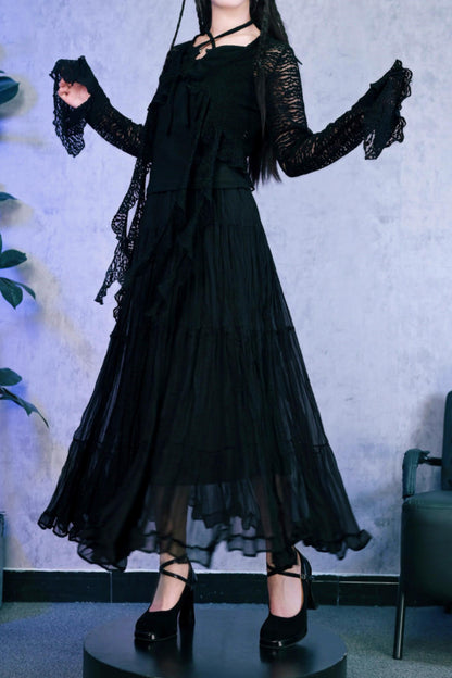 Gothic Chiffon Long Skirt