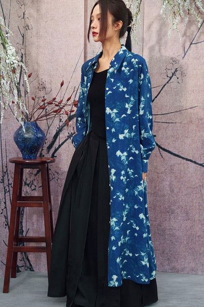 Vintage Blue Trench Shirt Dress