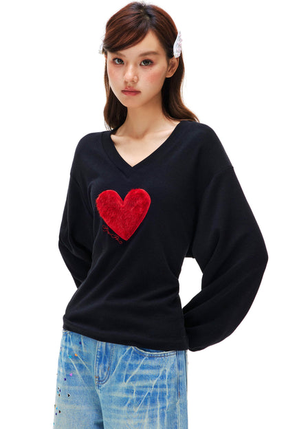 Love Heart V Neck Top