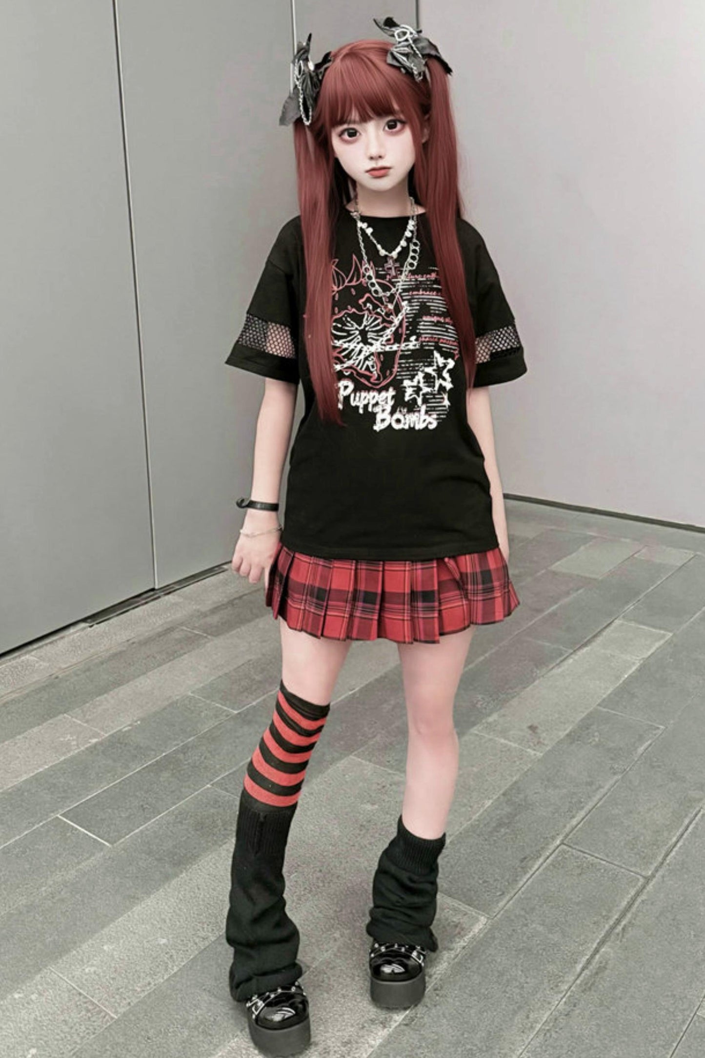 [Pre-Order] Subculture Dark Kawaii Punk T-Shirt + Skirt