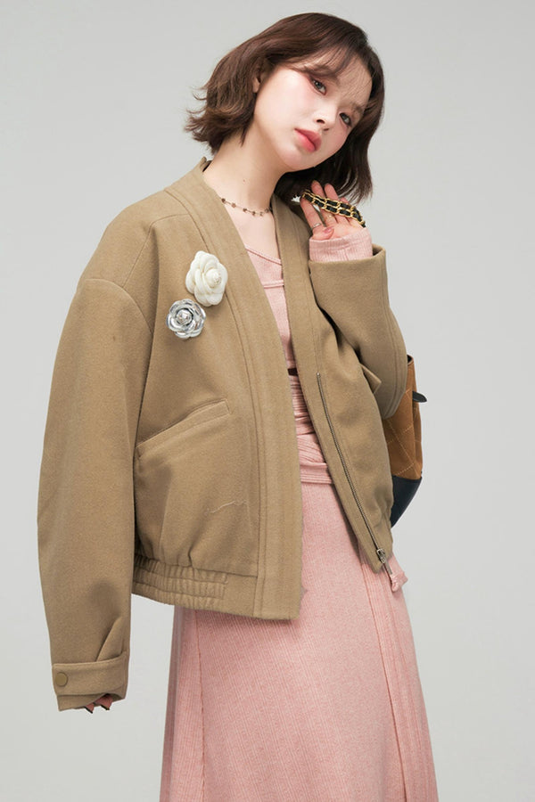 ラテクロワッサンブイネックジャケット