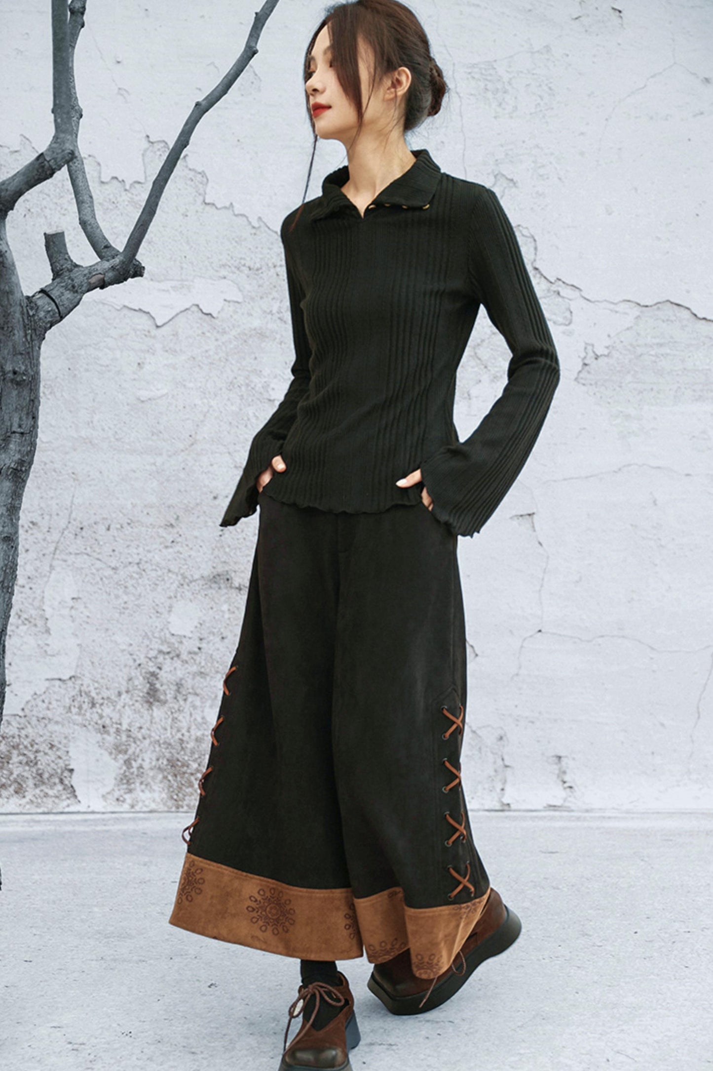 トゥーウェイカラーニットトップ