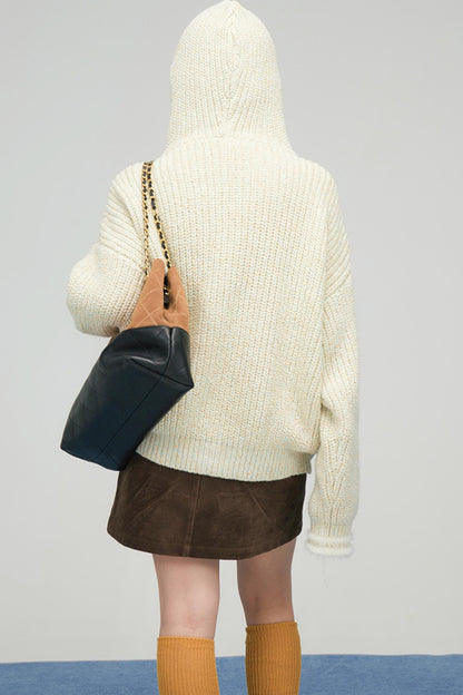 アプリコットニットジッパーカーディガン