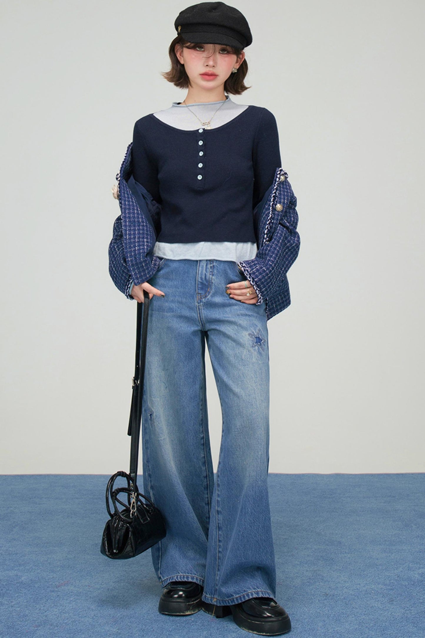 フロストブルースターパッチデニムパンツ