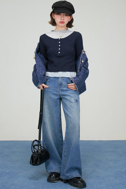 フロストブルースターパッチデニムパンツ