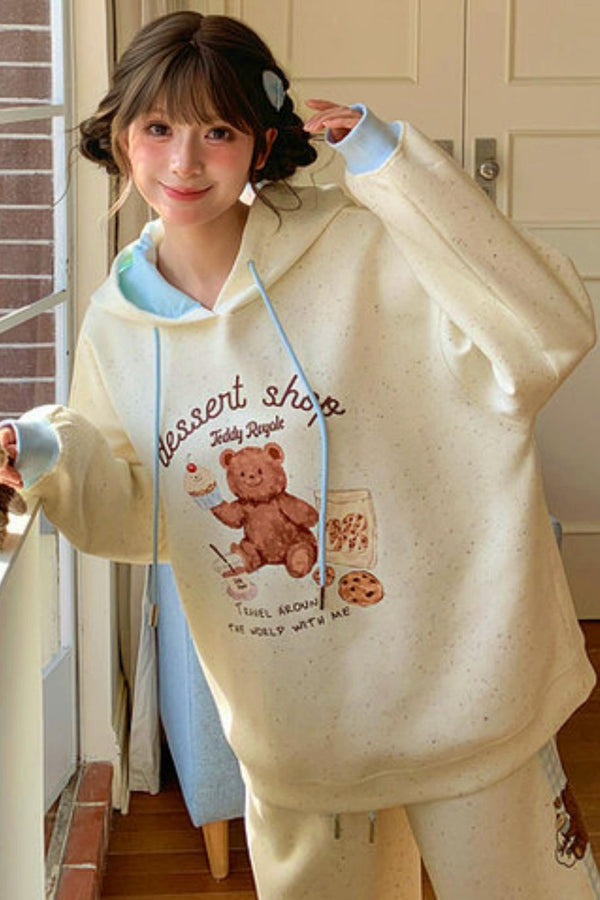 ベアプリントフードスウェット